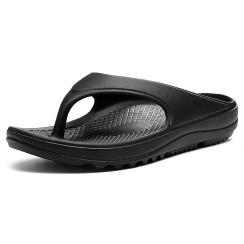 shevalues Women's Arch Support Flip Flops Recovery for Plantar Fasciitis Orthopedic Thong Sandals for Summer Beach, Black 37 (6-6.5 Women/4.5-5 Men) - Image 1