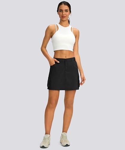 Women's Skort Cargo Skirt Golf Skirts 5 Pockets Lightweight Tennis Athletic Skirt for Summer Casual Hiking, Black, X-Small - Thumbnail 5