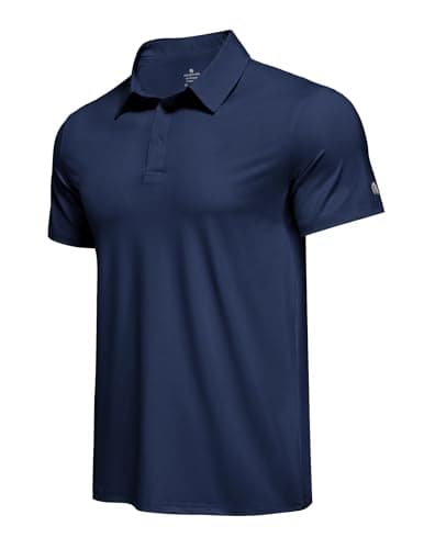 PINSPARK Men's Performance Polo Shirts Quick Dry Golf Shirts Moisture Wicking Active Polos Men Casual Collared Shirt Big and Tall 3XL Navy - Image 1