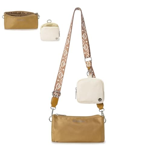 ACUARIO Crossbody Bags for Women - Nylon Purse Trendy Mul-pockets Waterproof Shoulder Bag with Wide Strap (Brown) - Image 1