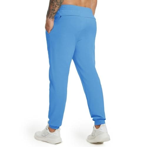 M MAELREG Fleece Lined Joggers Men with Pockets Athletic Workout Golf Pants Winter Casual Trousers Mens Sweatpants Sky Blue - Thumbnail 2