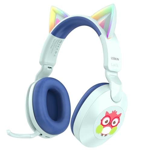 LOBKIN Kids Headphones with Microphone Bluetooth 6.0, Toddler Headphones LED Ligh Rotatable Foldable Sensitive Mic Adjustable 85/94dB Volume Limit Real-time Audio Feedback for Boys Girls Online School - Image 1