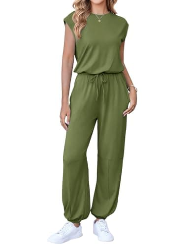 Ekouaer Womens Jumpsuits Casual One Piece Summer Romper Jogger Leg Long Pant Casual Spring Vacation Outfit with Pocket 2026 - Image 1