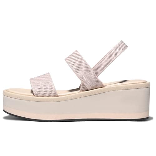 MeiLuSi Platform Sandals for Womens Platform Wedges Walking Sandals Spring Summer Casual Shoes Slip On Nude size 9 - Image 1