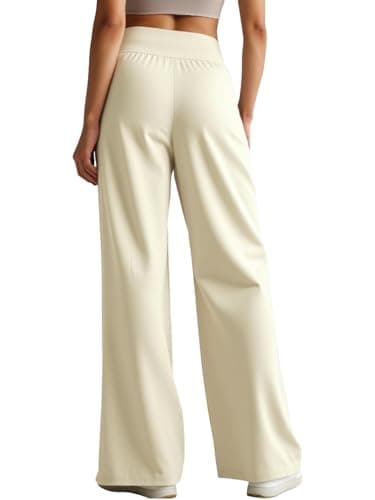 Naimula Wide Leg Yoga Pants Women Casual Loose Cozy High Waist Comfy Sports Athletic Lounge Pants with Pockets Khaki - Thumbnail 3
