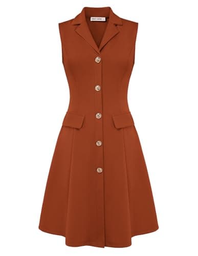 GRACE KARIN Women Summer Sleeveless Orange Dress Business Work Dress V Neck Dress XL - Image 1