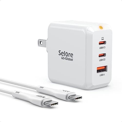 SELORE 67W USB C Charger Block, GaN Foldable Fast Charging Block, 3-Port Wall Charger Adapter with USB-C Cable for MacBook Pro/Air, iPhone 17/16/15/14/13/12/11, iPad Pro, Galaxy S25/S24/S23, Tablets - Image 1