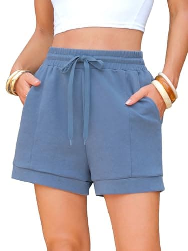 EXLURA Womens Casual Cotton Sweat Shorts Elastic Drawstring Dolphin Short Summer High Waist Workout Lounge Short with Pockets - Image 1