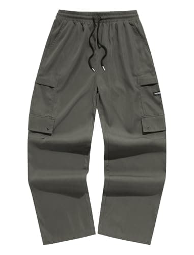 ZAFUL Men's Cargo Pants Digital Camouflage Branch Shaped Print Drawstring Waist Loose Casual Trousers with Pockets (3-Dark Grey, S) - Image 1