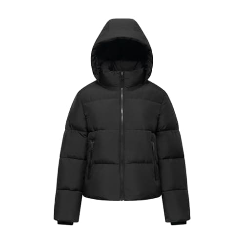 PUFFIT Women's Cropped Puffer Jackets,Warm Winter Jacket with Removable Hood,Zipped Pockets,Short Ladies Quilted Coat - Thumbnail 6