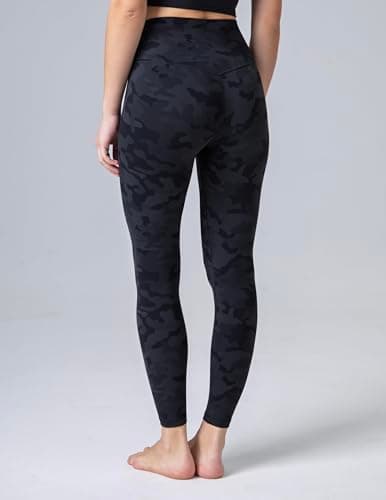 Colorfulkoala Dreamlux No Front Seam Leggings for Women 25" Inseam, High Waisted Buttery Soft 7/8 Yoga Pants (S, Grey Camouflage) - Thumbnail 2