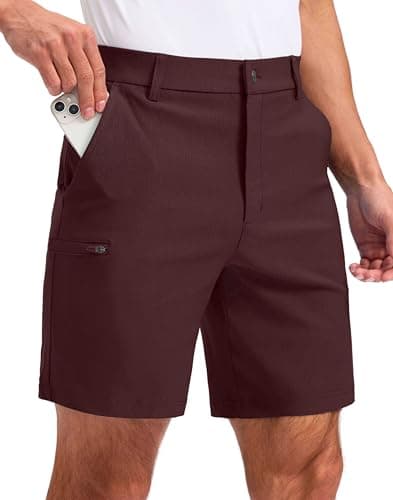 Pudolla Men's Casual Shorts 7/9 Inch Golf Shorts Stretch Dress Work Shorts for Men with 4 Pockets Quick Dry Lightweight(Wine 36) - Image 1