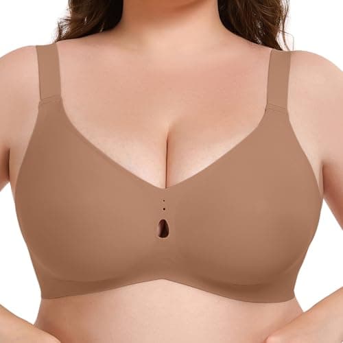 Xcutting Jelly Bras for Women Supportive Wireless Comfort Bra Full Coverage No Underwear Seamless Plus Size for Older Women (Coffee, XL) - Image 1