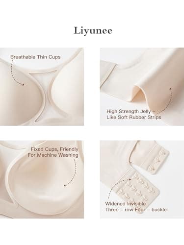 Tupirel Women's Plus Size Jelly Wireless Push Up Bra - Full Coverage T-Shirt Bralette, Comfortable Everyday Wear,Beige,4XL - Thumbnail 6