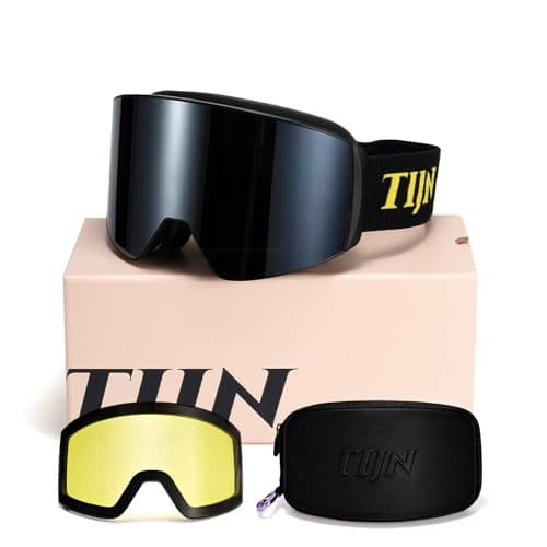 TIJN Ski Snowboard Goggles, Anti-Fog UV400 OTG Snow Goggles for Men Women Youth with 2 Magnetic Interchangeable Lenses, Ouroboros - Image 1