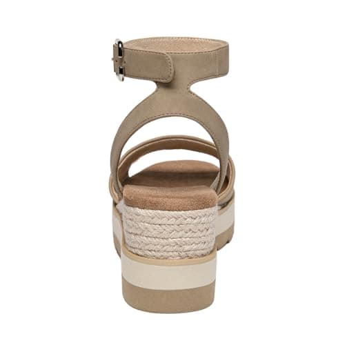 Athlefit Women's Platform Sandals Buckle Ankle Strap Open Toe Espadrille Khaki Wedge Sandals Size 8 - Thumbnail 5