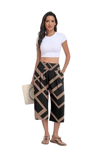 Lepunuo Women's Baggy High Waist Pants Spring Summer Capri Flowy Casual Pants with Pockets 2026 - Thumbnail 2