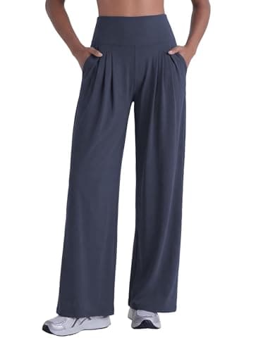 Sunzel Wide Straight Leg Yoga Pants for Women High Waisted Comfy Loose Pants Lounge Casual Soft Trousers with Pockets Ash Blue Medium - Image 1
