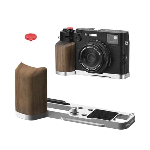 BRDRC Handle Grip for FUJIFILM X100VI / X100V, L-Shape Grip Mount with 1/4 Screw Adapter & Arca Quick Release Plate & Shutter Button for Fuji X100VI / X100V Camera Accessories (Silver) - Image 1