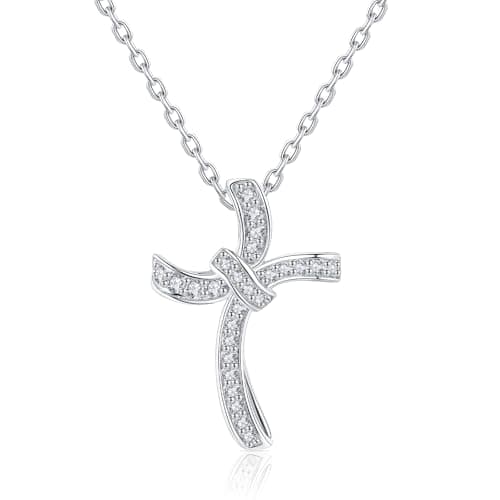 IMOLOVE Moissanite Necklace for Women, 925 Sterling Silver Infinity Pendant, Dainty Jewelry Gift, Sparkling Round Cut Pendant – Shine Bright, Spend Light - Image 1