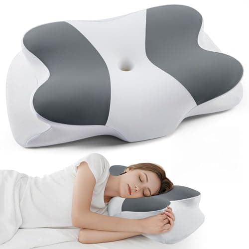 DONAMA Cervical Neck Pillow- Ergonomic Pillows for Pain Relief, Contour Memory Foam Pillow for Side/Back/Stomach Sleepers, CertiPUR-US Certified with Cooling Ice Silk Pillowcase