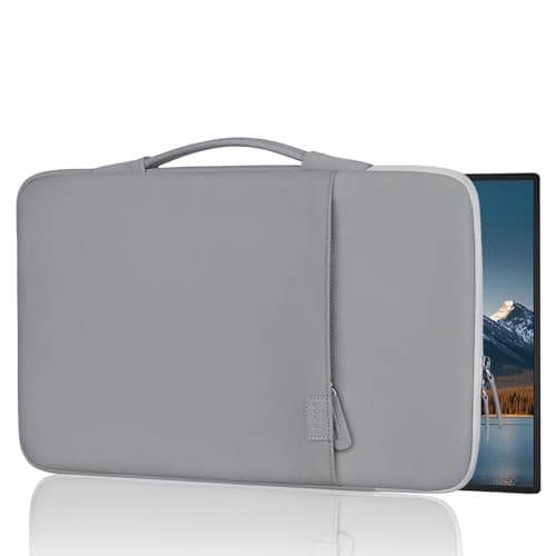 Soulgo Portable Monitor Case 15.6 16.1 inch, PU Leather Carrying Case for Most 15.6-16.1 inch Portable Display Monitors, Water Resistant Laptop Display Bag with Front Pocket, (Gray)