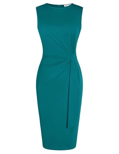GRACE KARIN Women Work Dress,Bodycon Pencil Business Dresses,Sleeveless Cocktail Dresses Knee Length Blue Green L - Image 1