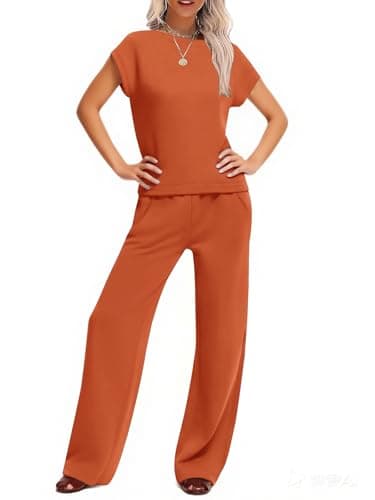 COCOMARTS Women's Summer 2 Piece Sets Lounge Set Short Sleeve Wide Leg Casual Beach Vacation Clothes Tracksuit Matching Travel Outfits - Image 1