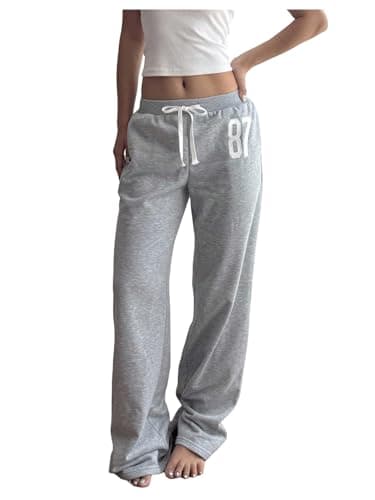 GORGLITTER Women's Low Rise Baggy Pants Wide Leg Sweatpants Lightweight Y2k Joggers Trousers Streerwear 2000s Pants Grey Medium - Image 1