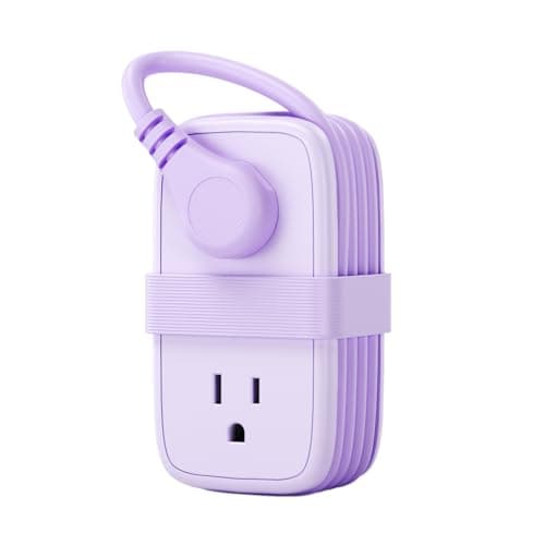 NTONPOWER Purple Travel Power Strip,Travel Essentials 4 Outlets 3 USB(1 C) with 4FT Wrapped Extension Cord Flat Plug, Cruise Essentials 2026 for Hotel Travel Cruise Essentials - Image 1
