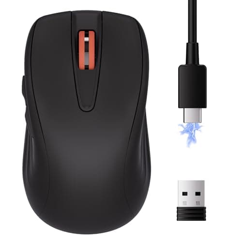 wegear WL500 Rechargeable Silent Wireless Mouse, Quiet Click, 2.4G USB Cordless Computer Mouse with 6 Buttons, Ambidextrous Grip, Adjustable DPI for Laptop, PC, Mac (Black) - Image 1