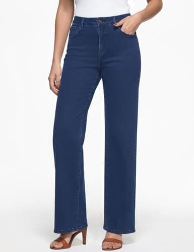ZPIUO Straight Leg Jeans for Women - High Waisted Wide Leg,Y2K Loose Fit Denim Pants with Pockets 90s Dark Blue, Size 10 - Thumbnail 6