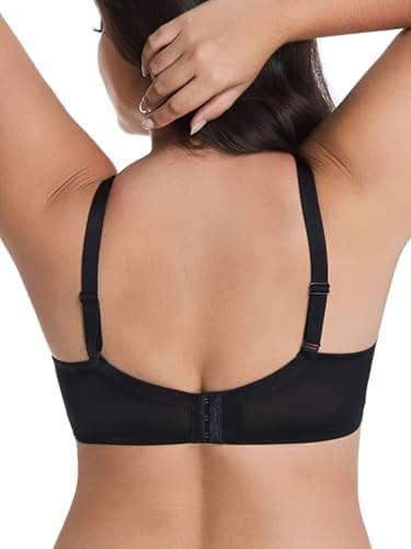 Vukoiswe Minimizer Bras for Women Full Coverage Unlined Underwire Bra Plus Size Bra for Heavy Breast Black - Thumbnail 2