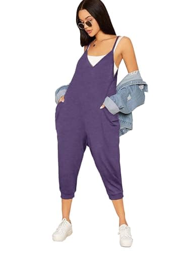STOLKISS Women’s Casual Overalls Jumpsuits Loose Sleeveless Adjustable Spaghetti Strap Wide Leg Long Pants Romper with Pockets - Image 1