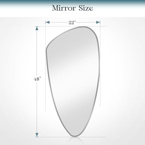 Mestikits Irregular Teardrop Wall Mirror, 48"x22" Asymmetrical Oval Mirror for Wall, HD Silver Mirror for Entryway, Staircase, Bathroom, Modern Farmhouse Decor - Thumbnail 4