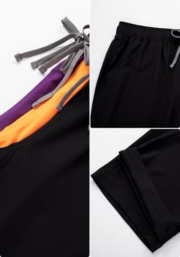 YEZEX Women's Scrub Set, V-Neck Top & Straight Leg Pants w/ 6 Pockets, Medical Scrubs Top & Pants - Thumbnail 3