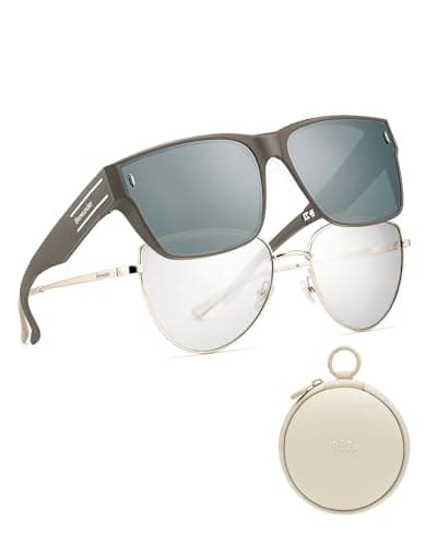 BENEUNDER Polarized Fit Over Sunglasses for Womens & Men, Classic Square Lightweight Folding Sunglasses for Nearsightedness - Image 1