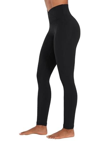 Sunzel Butt Lifting Scrunch Leggings for Women with Pockets No Front Seam Crossover Workout Booty Yoga Pants Tummy Control 28" Inseam Black Medium - Thumbnail 6