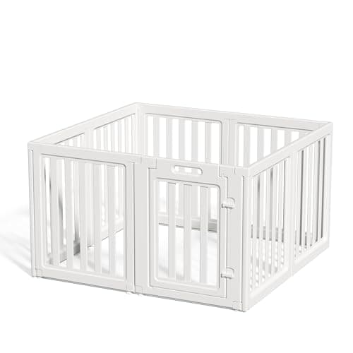 LoveTail Clear Dog Play Pen,Pet Playpen with Door,Easy to Clean and Install Puppy pens for Both Indoor and Outdoor use (White, 23.6 inch Height, 8 Panels) - Image 1