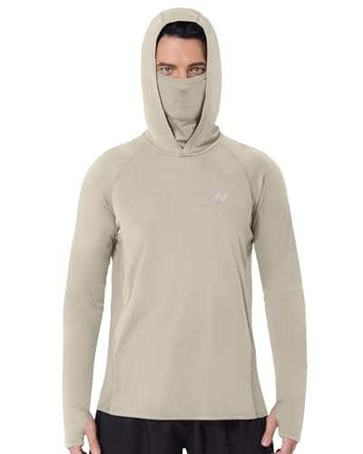 isnowood Men's UPF 50+ Fishing Sun Hoodie, UV Protection Long Sleeve Hooded Shirt with Mask for Hiking outdoor - Image 1