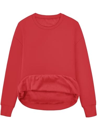 STOLKISS Ladies Fleece Sweatshirts Relaxed Casual Pullover Fleece Lined Crew Neck Long Sleeve Sweatshirt Thicken Fall Tops - Image 1