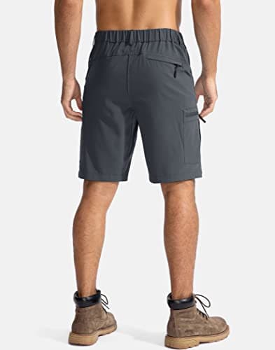 Pudolla Men's Hiking Cargo Shorts 9" Lightweight Outdoor Work Shorts for Men Travel Golf Camping Casual with 5 Zipper Pockets(Deep Grey Small) - Thumbnail 3