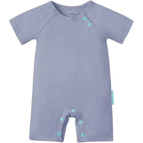 PurComfy SuperSoft Short Sleeve Baby Romper, Unisex Bamboo Viscose One-piece Summer Pajamas, Boy Girl Footless Jumpsuit Snap Closure - Image 1