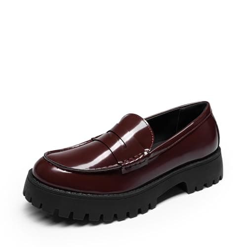 DREAM PAIRS Loafers for Women Platform Chunky Penny Loafer Lug Sole Comfortable Slip On Dressy Casual Work Business Office Shoes,Size 7,Burgundy,SDLS26006W - Image 1