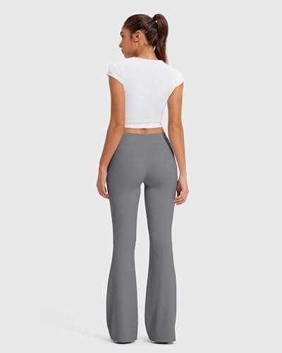 MOOSLOVER Women Flare Yoga Pants Drawstring High Waist Bootcut Leggings Soft Stretch Pilates Lounge Pant(XL,Gray) - Thumbnail 5