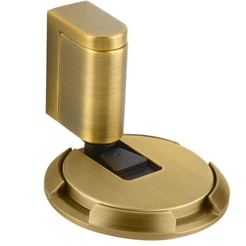 Bak Bo Windproof Door Stoppers 1 Pack Adjustable Bottom of Door Holder Indoor No Drilling Heavy Duty Mechanical Floor Door Stop with Screws and Adhesive Catch Door Keep Door Open Antique Brass AB-1 - Image 1