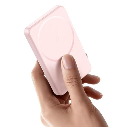 Aterob for Magsafe Power Bank 5000mAh, 15W Wireless Magnetic Battery Pack with 20W PD Fast Charging, Utra-Slim Portable Charger for iPhone 17/16/15/14/13/12 Series, Travel Essentials (Pink) - Image 1