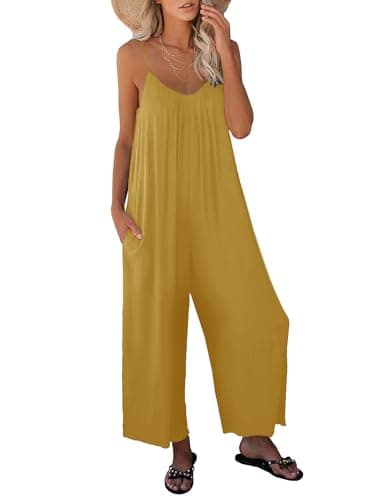 STOLKISS Womens Plus Size Jumpsuits Summer Casual Sleeveless Loose Jumpsuit Stretchy Wide Leg Long Pants Romper with Pockets - Image 1