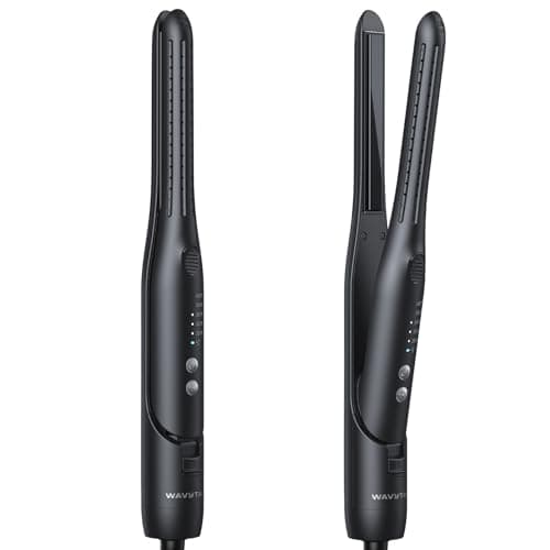 Wavytalk 0.65" Pencil Flat Iron, Cool Curl Pencil, Small Airflow Styler and Straightener for Short Hair, Pixie Cut and Edges, Curling Iron for Short Hair with 360º Cool Airflow, Black - Image 1