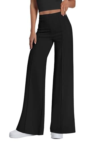 PRETTYGARDEN Women's Wide Leg Palazzo Pants 2026 Dressy Casual Lounge Workout Sweatpants High Waisted Trousers(Black,Medium) - Image 1